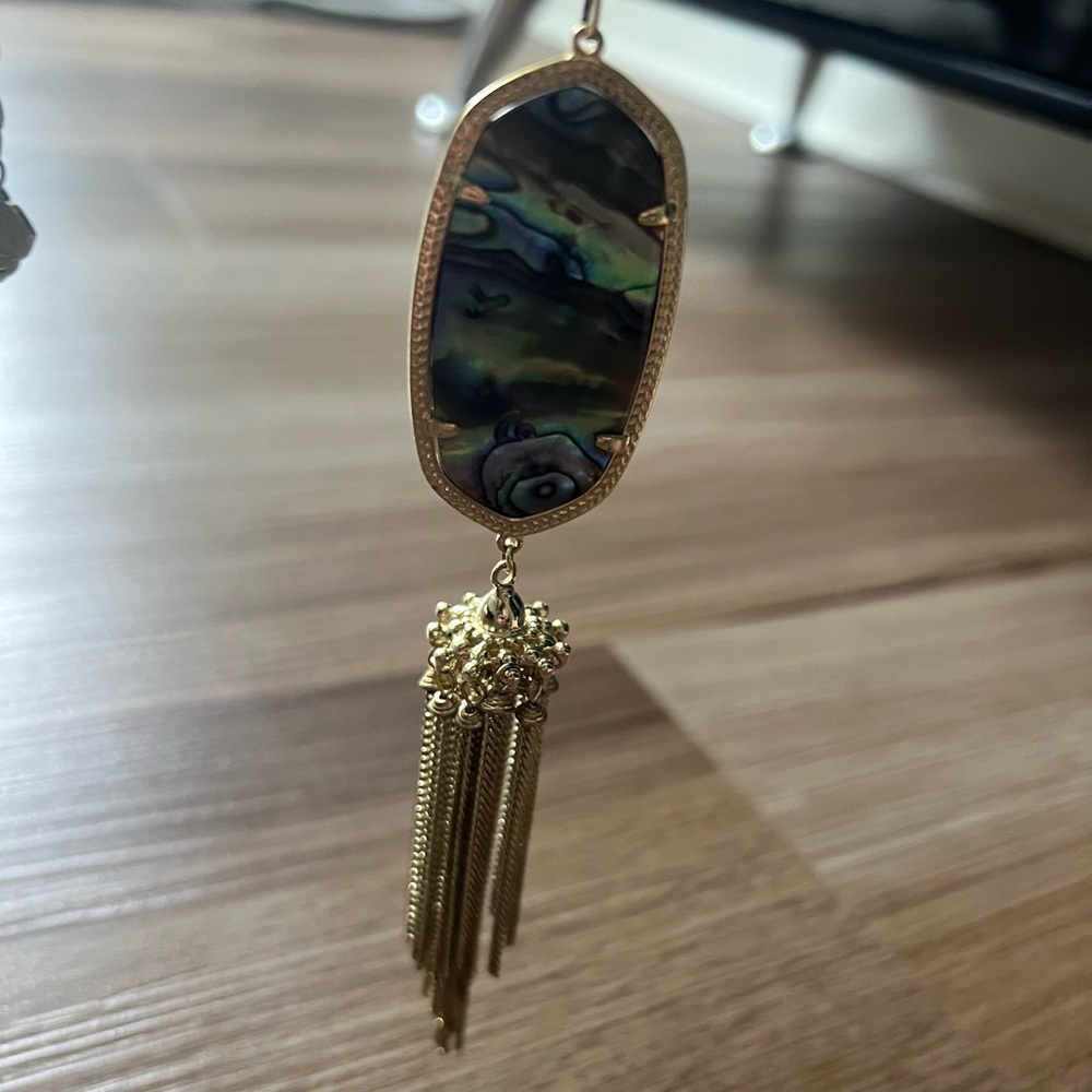 Kendra Scott Rayne Abalone Stone 14k Yellow Gold Plated Long Pendant Necklace